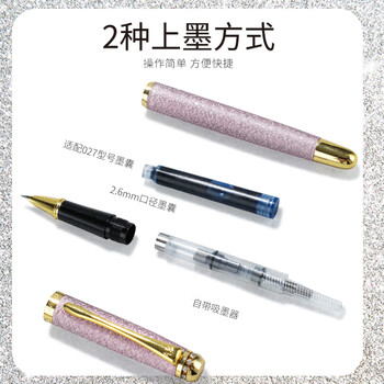 英雄（HERO）钢笔    1520 紫色绒砂多彩细尖 男女款铱金钢笔练字笔墨水笔办公签字笔