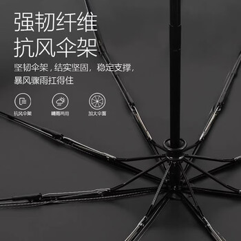 米波迪（Meebordi）全自动晴雨伞16骨加大三折黑胶遮阳伞太阳伞女防紫外线晴雨两用伞