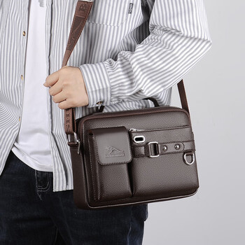 袋鼠kangaroo斜挎包男真皮男士商务休闲横款牛皮公文包男款手提包背包