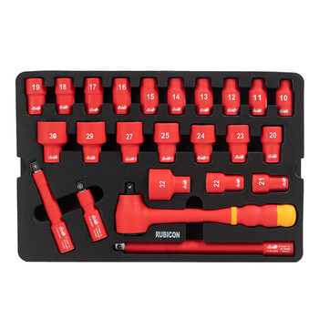罗宾汉（RUBICON）耐1000V高压绝缘套筒工具套装REV-36S绝缘钳子扳手螺丝刀36件套装