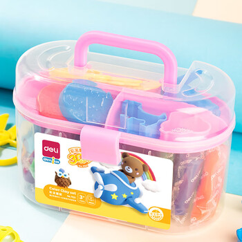 得力(deli)24色橡皮泥 手工DIY玩具彩泥套装非轻型粘土黏土太空沙彩泥 儿童开学毕业文具生日礼物 粉色