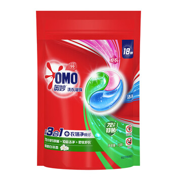 奥妙（OMO）奥妙三合一桉树味洗衣凝珠18颗除菌除螨洗衣液三效合一袋装补充装