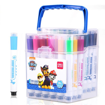 得力（deli）36色易水洗水彩笔汪汪队立大功可水洗印章头涂鸦画画学生儿童绘画笔王子蓝女孩儿童