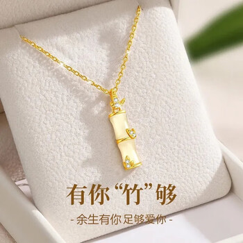 珠宝首饰>银饰>银吊坠/项链>竹节项链女士款足银轻奢小众2024新款生日
