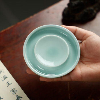 【全网低价】弘梅陶瓷小砚台 多功能墨碟笔搁笔架墨池 文房四宝毛笔书法笔舔