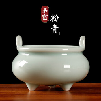 中国美術 白磁 饕餮紋 三足 双耳 香炉 高13.8cm(LC632) 中国美術 白磁 饕餮紋 三足 双耳 香炉 高13.8cm(LC632)（陶瓷器