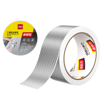 得力(deli)丁基防水胶带 5cm*5m*1mm 强力密封胶 铝箔卷材止漏 屋顶裂缝漏水补漏 银色1卷 JF501