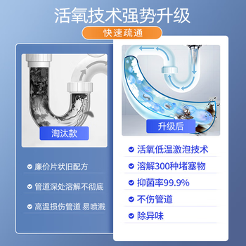 上荞管道疏通剂500g下水道速通版强力溶解厨房马桶堵塞清洁剂除臭味