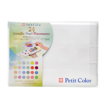 樱花(SAKURA)固体水彩颜料24色套装(含金属珠光荧光色系)便携式透明水彩画笔初学者学生写生美术绘画 樱花(SAKURA)固体水彩颜料24色套装(含金属珠光荧光色系)便携式透明水彩画笔初学者学生写生美术绘画