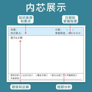华夏万卷错题便利贴学生用英语数学修改贴改错贴自粘便签纸笔记作业订正贴纸双面可重复贴 竖版1本（50张）