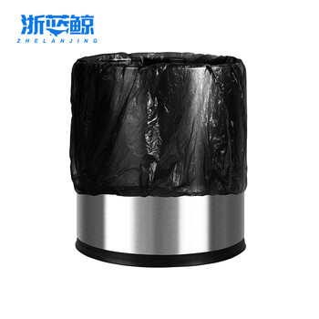 浙蓝鲸不锈钢双层垃圾桶无盖10L圆柱形不锈钢原色酒店客房商用垃圾桶