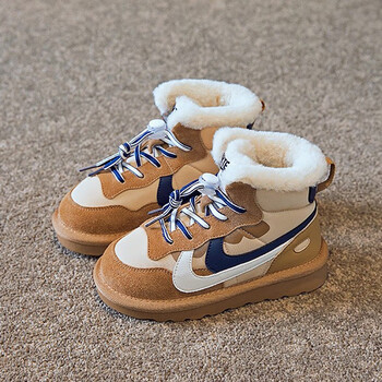 ugg男童雪地靴2022女童鞋加绒加厚大棉鞋宝宝冬季鞋小儿童防水短姜