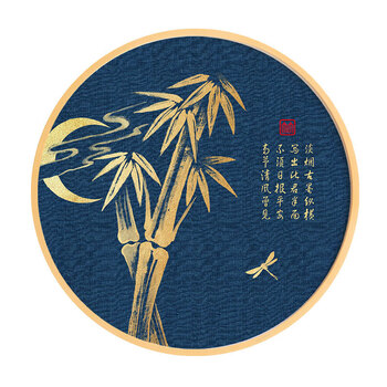 新中式客厅装饰画沙发背景简约墙画圆形装饰画中国风禅意画新中式玄关