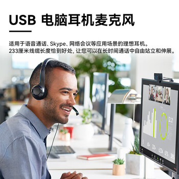 罗技H390【企业级】有线耳机耳麦 USB耳机头戴式立体声降噪耳麦笔记本办公 石墨黑 升级版【团单优惠】