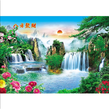 大型山水瀑布壁画价格报价行情- 京东