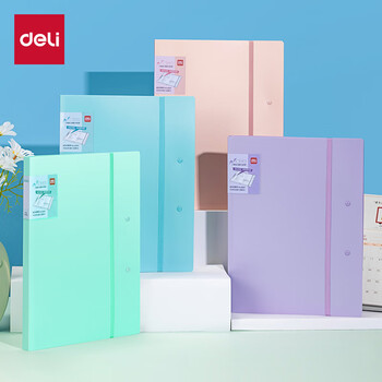 得力（deli）A3备考试卷夹文件夹 长押夹绑带设计 学生试卷作业简历资料票据收纳册 办公文件保护63245混色