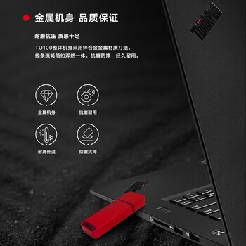 ThinkPlus联想 32GB USB3.1U盘 TU100系列 商务金属闪存优盘 红色