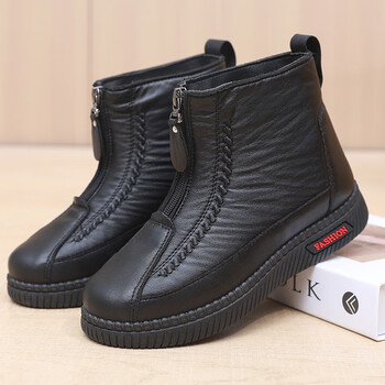 庄瑶冬季妈妈鞋子女4050岁加绒老北京健步鞋棉鞋女保暖棉靴子耐水鞋