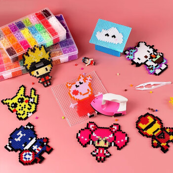 佳茉拼拼豆豆手工diy套装3d立体拼豆豆女男孩儿童益智6岁拼图玩具小豆24色单色5-600粒手工开学季