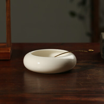 漢墨 羊脂玉白瓷圆形笔洗 德化陶瓷毛笔笔洗大号 文房四宝礼品礼盒水洗