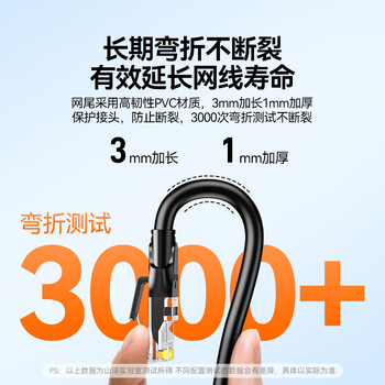 山泽 六类网线 1米千兆高速网络宽带线 6类家用电脑路由器2.5g监控线 CAT6八芯成品跳线黑色 WD6010