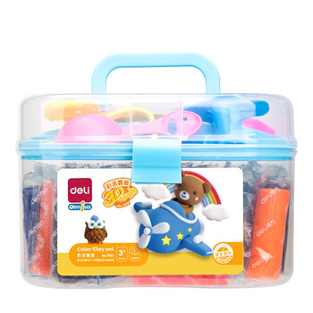 得力(deli)24色橡皮泥DIY手工美术彩泥材料非轻型粘土玩具黏土手提盒易收纳蓝色儿童开学文具生日礼物 得力(deli)24色橡皮泥DIY手工美术彩泥材料非轻型粘土玩具黏土手提盒易收纳蓝色儿童开学文具生日礼物