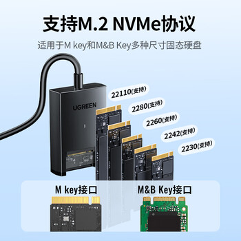 绿联 Type-C3.2转M.2 NVMe硬盘易驱线 硬盘读取转换器SSD固态硬盘盒转接线适用笔记本电脑外置盒 15603