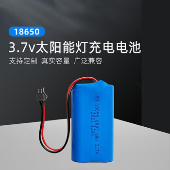 凯元达 大容量太阳能灯充电锂电池组led路灯小区庭院灯电池3.7v18650带线基础版4000mAh SM插头-黑红