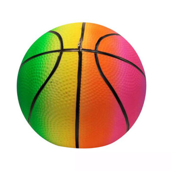 彩虹操场球 22cm皮球彩虹篮球充气足球儿童拍拍操场球幼儿园宝宝玩具