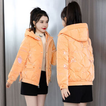 gogdronc女装棉袄冬天穿加绒加厚保暖时尚印花免洗棉衣女短款2022冬季