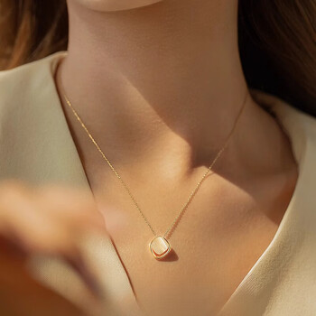 s925纯银轻奢猫眼石项链女2024新款小众感女款配饰锁骨链金色