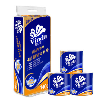 维达（Vinda） 蓝色经典四层有芯卷纸 棉韧加厚卫生纸4层140g*共40卷/4提 V4069