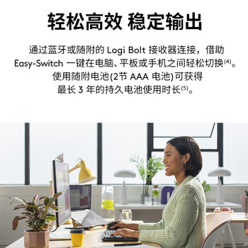 罗技（Logitech）WAVE KEYS 人体工学键盘 无线蓝牙键盘 配备软垫掌托 - 石墨黑（商用版） 99键