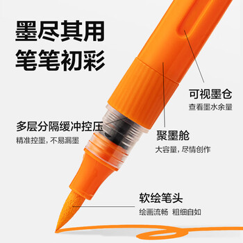 得力（deli）24色直液式丙烯马克笔软头可水洗不透色学生荧光涂鸦礼物层叠盒生日礼物手抄报HM335/HM395毕业