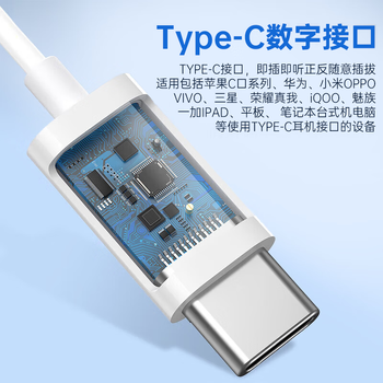 智国者【热销1000W+】有线耳机type-c接口数字音频手机带线2026最新款半入耳hifi适用华为苹果17iphone15
