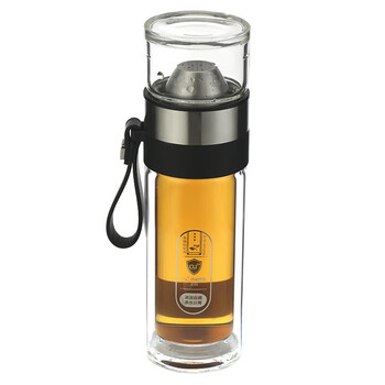 富光（FUGUANG）茶水分离玻璃杯抗菌泡茶师双层玻璃杯礼品杯G2226-SH-260颜色随机