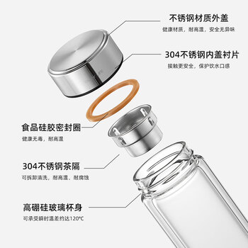富光玻璃杯双层 带茶隔大容量隔热茶杯高档商务泡茶车载水杯透明杯子 富光玻璃杯双层 带茶隔大容量隔热茶杯高档商务泡茶车载水杯透明杯子