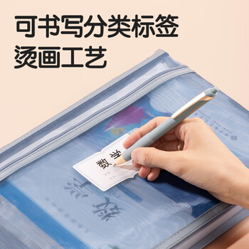 得力（deli）双层网纱拉链袋 文件袋一年级文具袋透明学科分类袋试卷作业科目袋 彩色5科混装PP116A