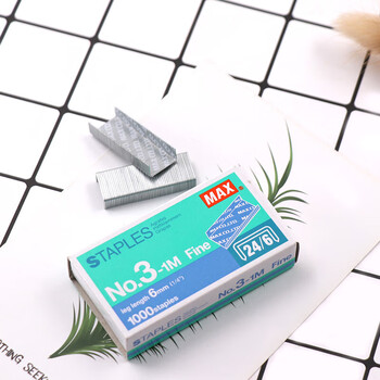 MAX美克司24/6易穿透订书针HD-50系列专用钉3#针 1000枚/盒 No.3-1M 4盒装