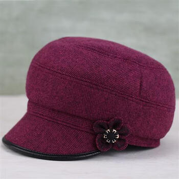 汀慕梵中老年人帽子女秋冬天毛呢鸭舌帽加厚保暖老人棉帽奶奶妈妈时装