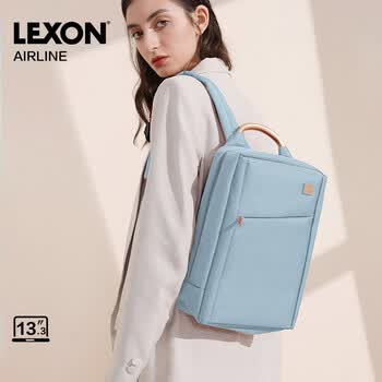 乐上（LEXON）双肩包女13.3英寸商务笔记本电脑包休闲书包通勤旅行包PU浅蓝色