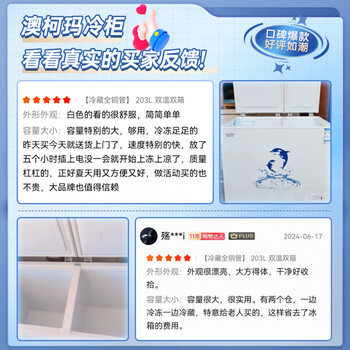 澳柯玛（AUCMA）双温系列203升双箱家用冰柜 冷藏冷冻卧式双门钢板冰箱冷藏全铜管一级能效 BCD-203CNE