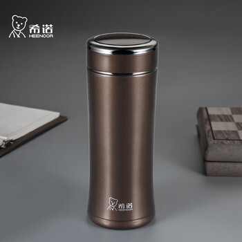 希诺（heenoor）保温杯 不锈钢泡茶杯子商务车载水杯XN-3001栗色 400mL礼盒装