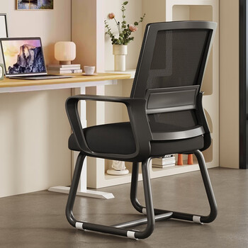 华恺之星电脑椅椅子家用办公椅人体工学座椅弓形椅BG162黑框黑网海绵款