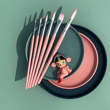 马蒂尼光芒水彩笔水粉画笔套装勾线铺色美术专用纤维毛粉色单支VR71-0