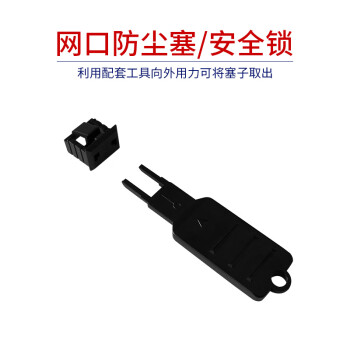 索厉 网口锁 可拆卸网口塞/RJ45端口锁/电脑交换机工控机/工具20把+黑色500个/外盖式防尘塞/ 20186