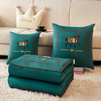 梦然纺全棉儿童抱枕被子两用二合一空调纯棉被汽车上办公室午睡折叠