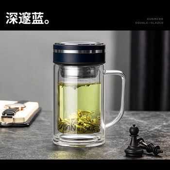 富光（FUGUANG）致享双层玻璃杯茶水分离杯带把手340ml X1924-SH-340B颜色随机
