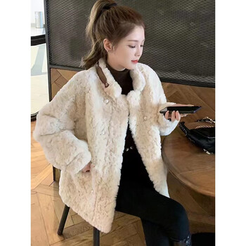 冠恤羊羔绒外套女韩版宽松大码200斤感羊羔毛冬季新款胖妹妹遮肉加厚