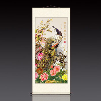 国画孔雀牡丹型号规格- 京东